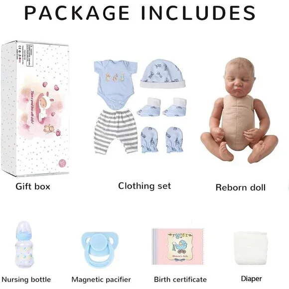 🆕18inch Soft Cloth Body Newborn Baby Poseable Limbs Boy Levi with Clothes - Picture 7 of 7